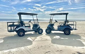 golf carts on the beach